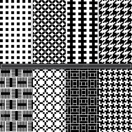 Fotografía Geometric and Houndstooth seamless pattern set