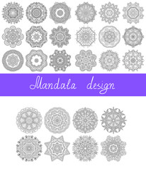 Sticker - set of 26 mandala design, circle ornament collection for print