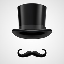 Moustaches And Stovepipe Hat Victorian Gentleman