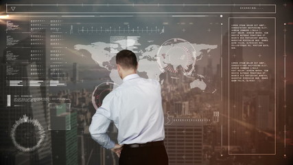 Aufkleber - a businessman using a digital interface  