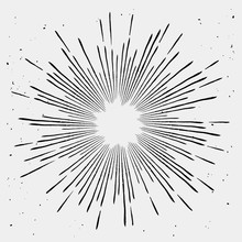 Vintage Monochrome Bursting Rays. Vector Illustration, Great For Retro Style Projects