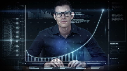 Poster - A man using a new interface in the future