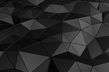 Poster - Abstract 3D Rendering of Low Poly Black Surface.