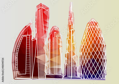 Naklejka - mata magnetyczna na lodówkę dubai skyline3