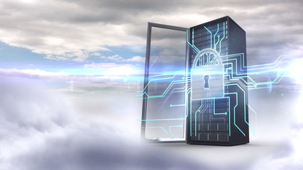 Poster - Server tower protecting by electronic security