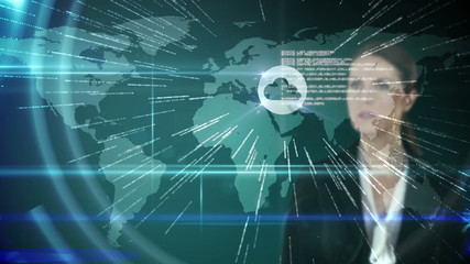 Poster - Businesswoman touching futuristic interface 