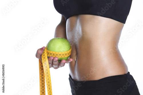 Side View Of A Harmonous Female Body Measuring Tape And