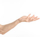 © Alex - Hand gestures theme: the human hand shows gestures isolated on white background in studio