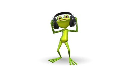 Wall Mural - Animation dancing green frog on white background