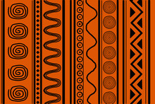 Black Ethnic Patterns On An Orange Background