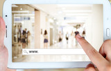 Fototapeta Panele - On line shopping on tablet screen, E-commerce