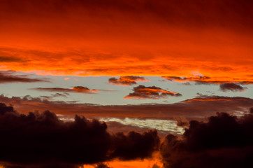 Dramatic stormy sky at sunset