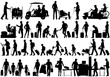 Vector silhouettes of people at airport