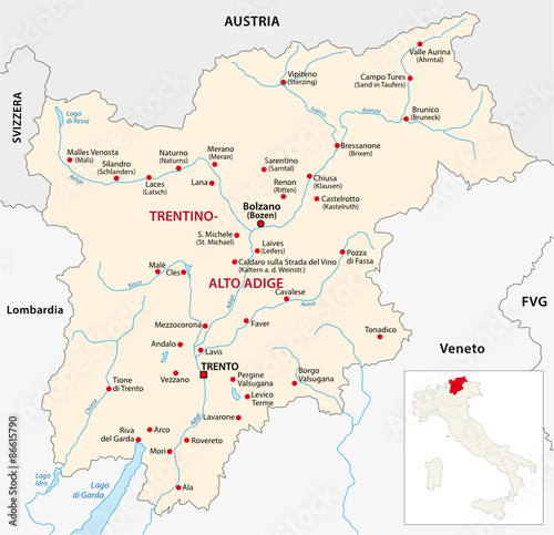 Obraz na płótnie trentino map