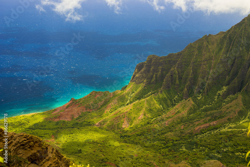 Fotografie, Obraz Pohled na Na Pali pobřeží na ostrova Kauai na Havaji