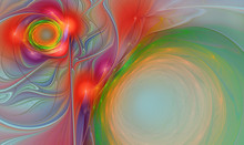 Fractal  Of Summer Wind Spinner With Bright Flower And Copy Spac