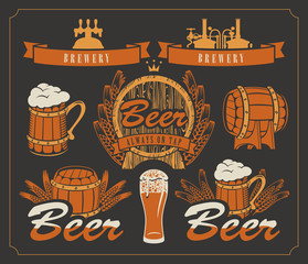 Canvas Print - set of design elements and emblems for beer and brewery