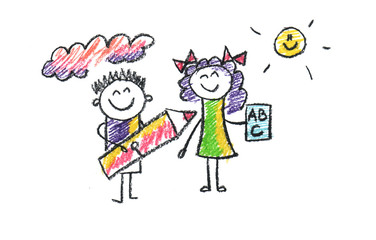  Illustration of School Kids. 