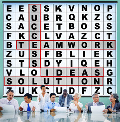 Wall Mural - Success Crossword Puzzle Words Achievement Game Concept