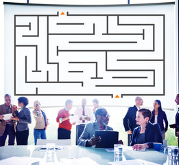 Wall Mural - Maze Strategy Success Solution Determination Direction Concept