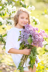 Wall Mural - portrait of little girl outdoors in summer