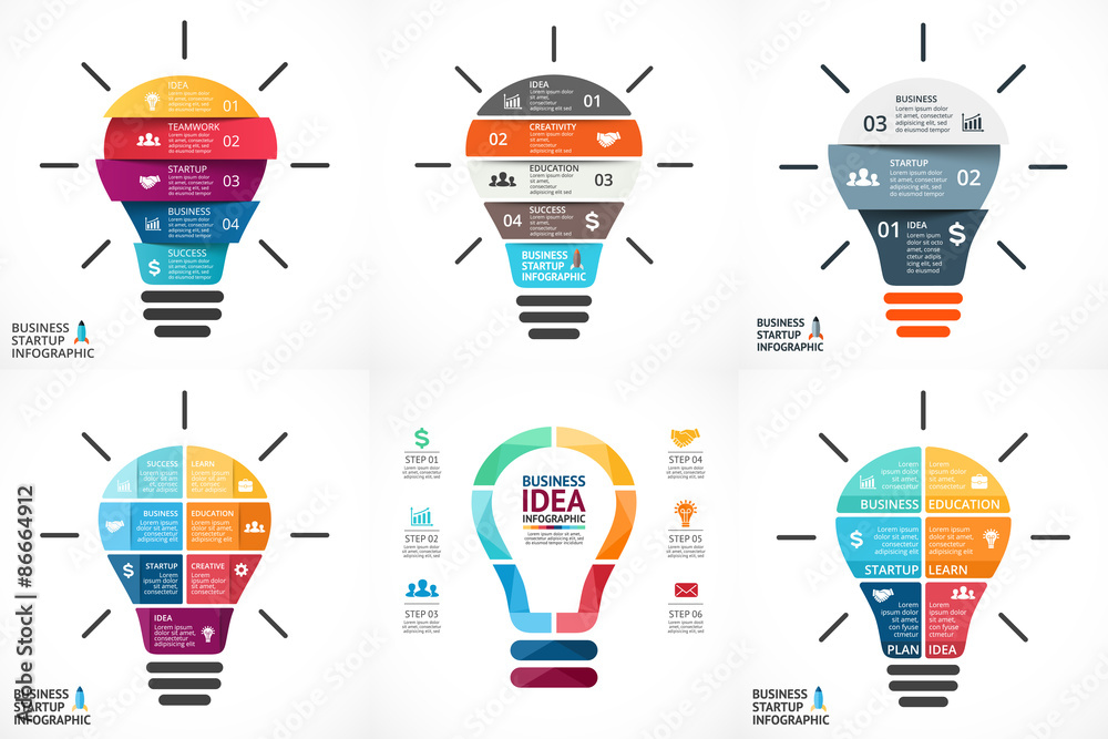 Vector light bulb infographic. Template for circle diagram Stock Vector ...