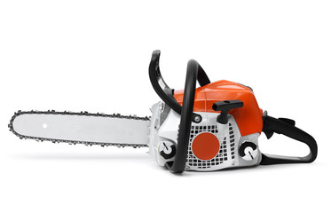 Modern chain saw isolated