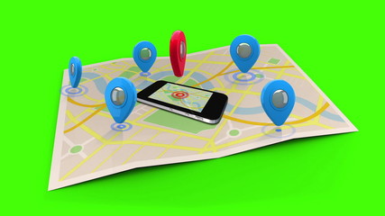 Poster - Red marker pointing on a mobile 