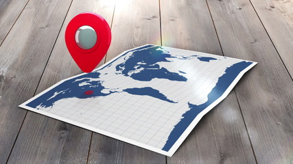 Aufkleber - Red pointer on a world map with lens flare