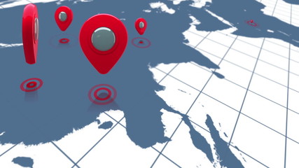 Aufkleber - World map zooming in to red markers