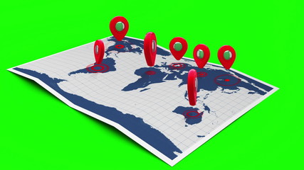 Poster - Red pointers on a world map