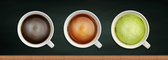 Wall Mural - coffee and tea close-up image