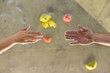 gemeinsam zum Erfolg - Hände reichen sich beim klettern // together for success - to join hands while climbing 