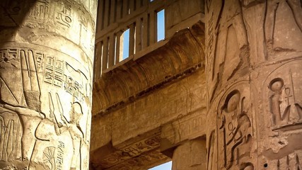 Wall Mural - detail of hieroglyphs in the columns of the hypostyle hall at the temple of karnak (luxor, egypt)