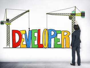 Wall Mural - Developer Development Improve Skill Mangement Concept