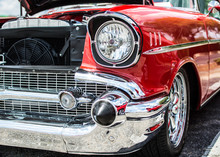 Red Classic Car At A Car Show