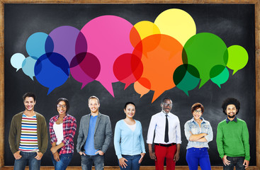 Poster - casual people message talking communication concept