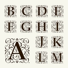 Vintage Set Capital Letters,  Monograms And Beautiful  Font. 