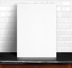 Aufkleber - Black White paper poster lean at white ceramic tiles wall and ma