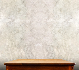 Leinwandbilder - wooden tabletop at concrete wall,Template mock up for display of