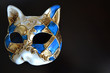 Venetian mask in the form of cat muzzle on dark background  

