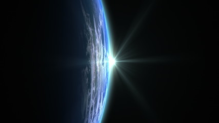 Wall Mural - blue flare over the earth. looped. ultra high definition. 4k. 3d animation.