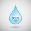 Long shadow water drop icon with an eye