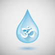 Long shadow water drop icon with an om sign