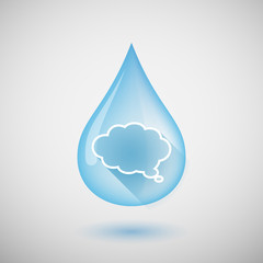 Wall Mural - Long shadow water drop icon with a comic cloud balloon