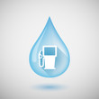 Long shadow water drop icon with a gas station