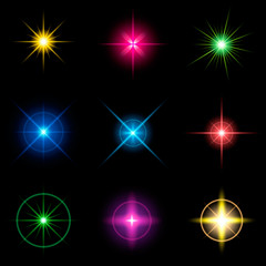 Wall Mural - Creative concept Vector set of glow light effect stars bursts