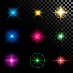 Wall Mural - Creative concept Vector set of glow light effect stars bursts