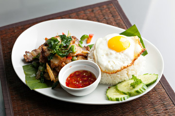 Wall Mural - Thai Crispy Pork with Fried Egg