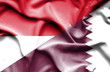 Waving flag of Qatar and Monaco